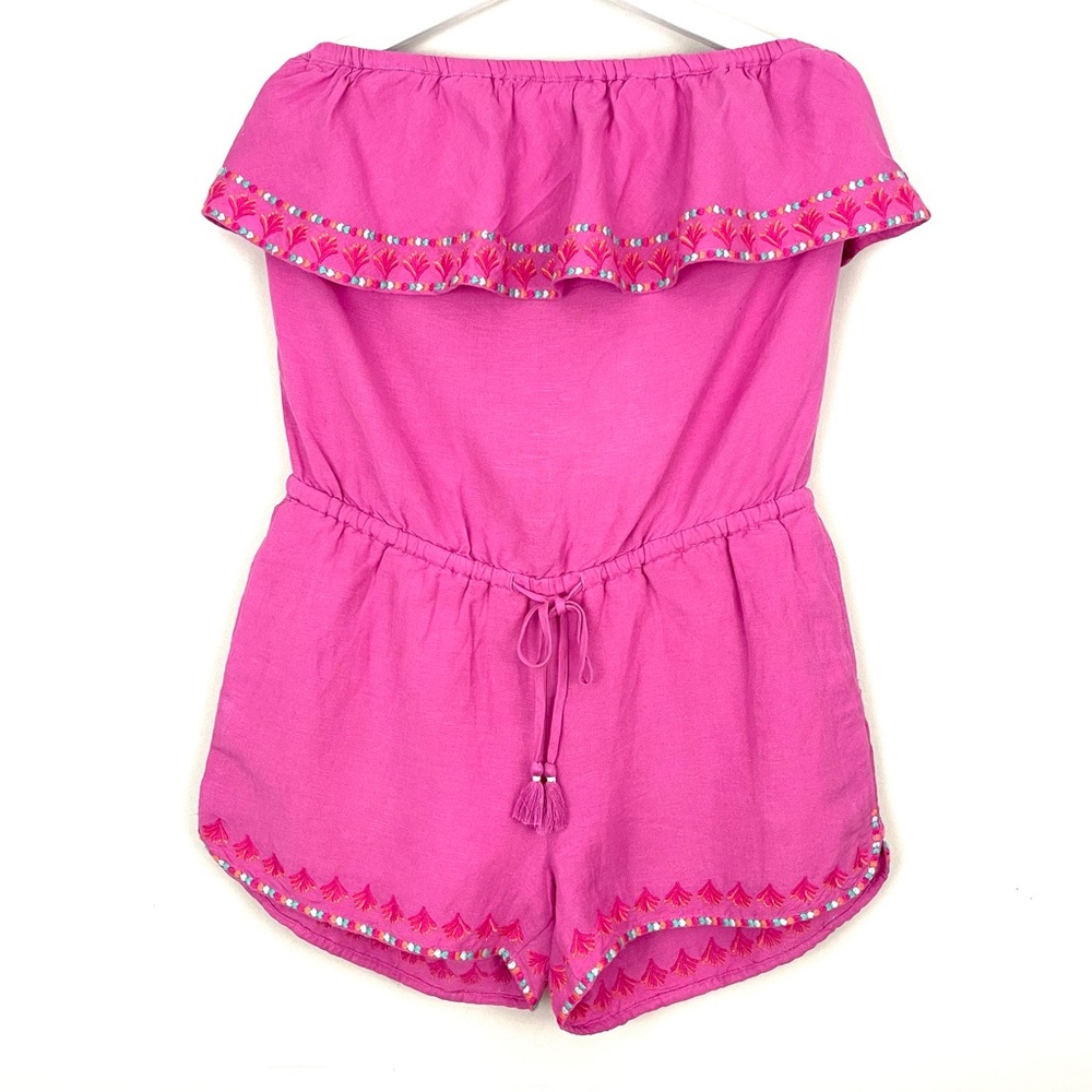 Vineyard Vines Strapless Ruffle Embroidered Romper - Picture 3 of 10